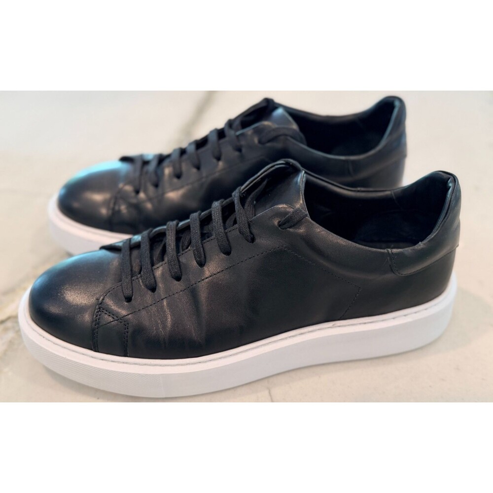 JONES THE BOOTMAKER MEN BLACK LEATHER LACE UP TRAINERS SIZE EU 44 US 10.5 - Picture 1 of 10